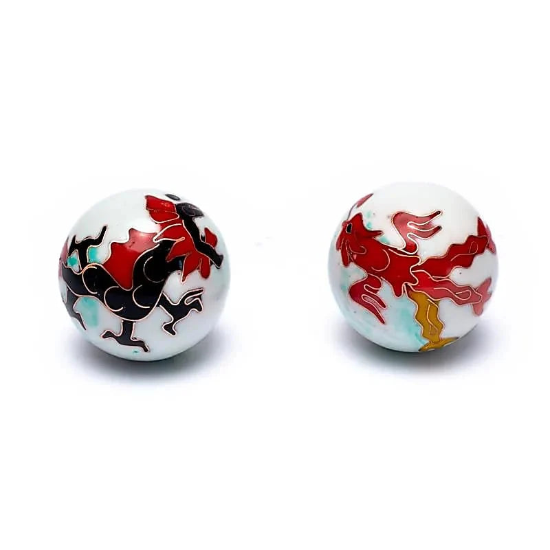 Kiinalaiset terveyspallot – Baoding-pallot 4 cm Dragon & Phoenix