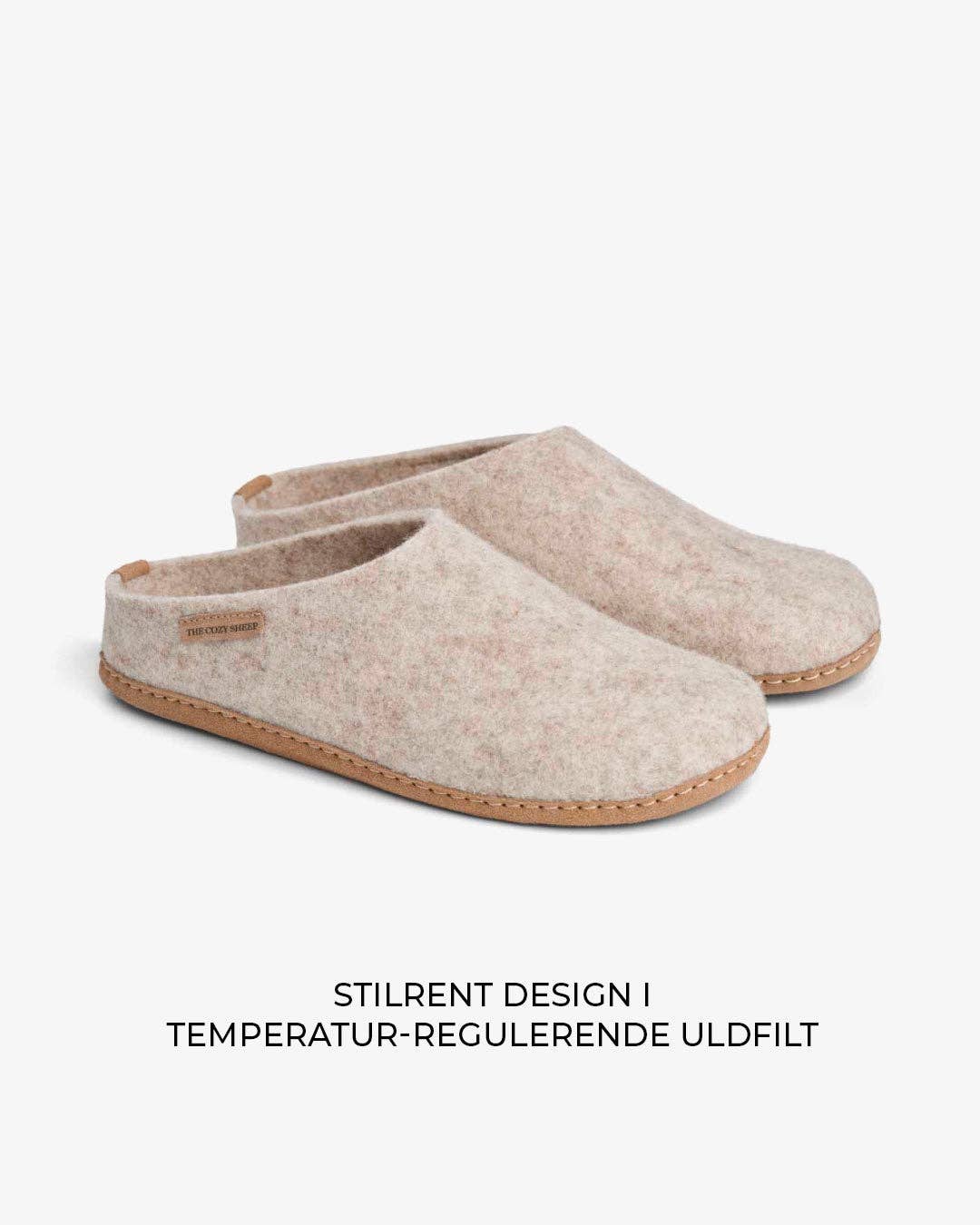 Lampaanvillatohvelit - beige, nahkapohja