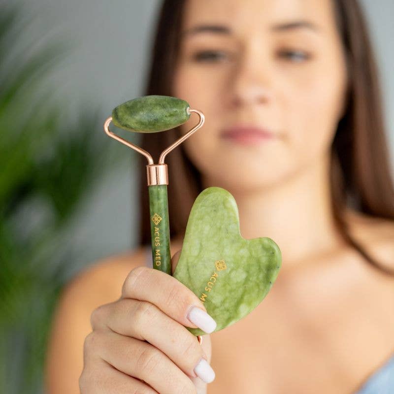 Gua Sha -setti: jaderulla ja kivi