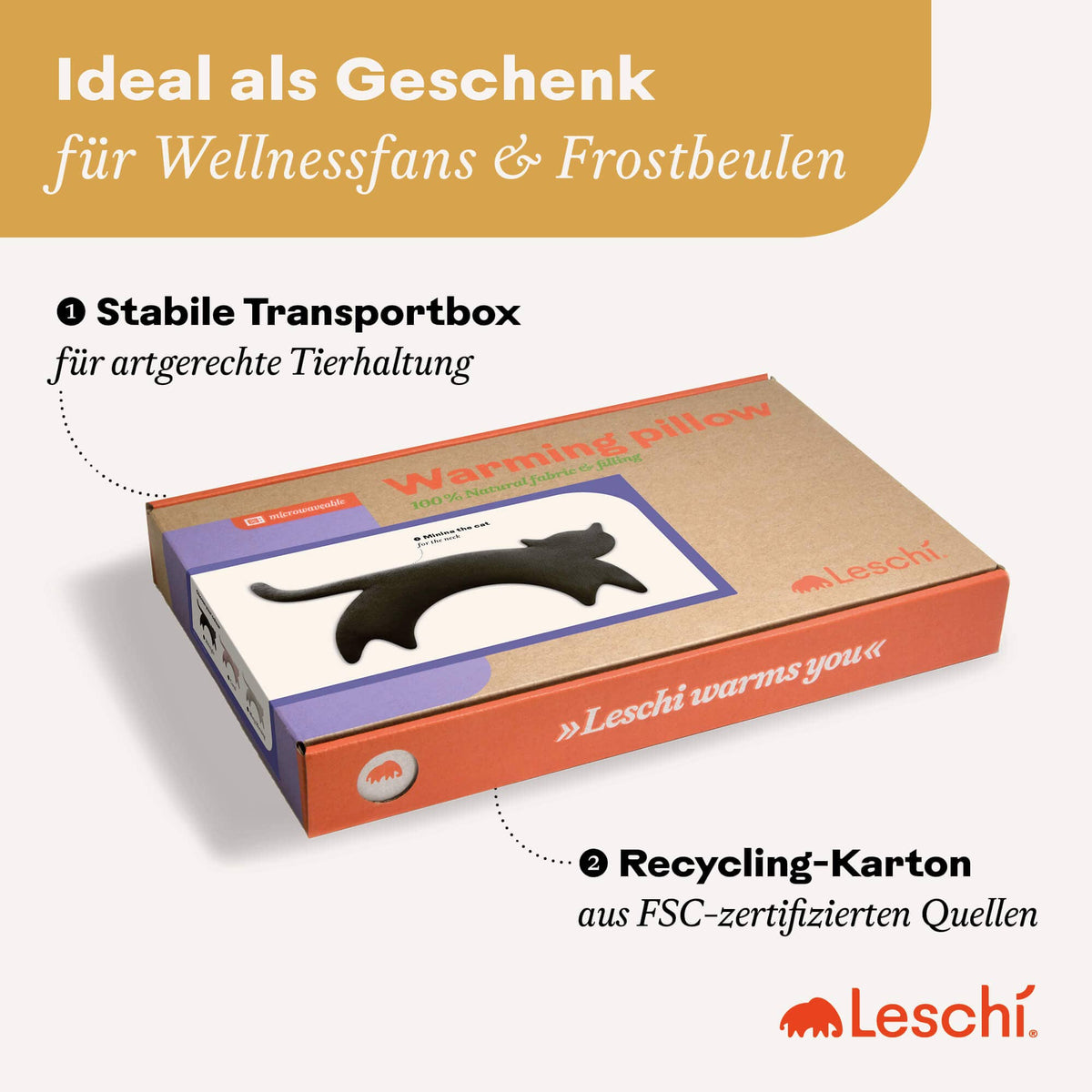 Leschi katt – vetekudde 23 × 47 cm
