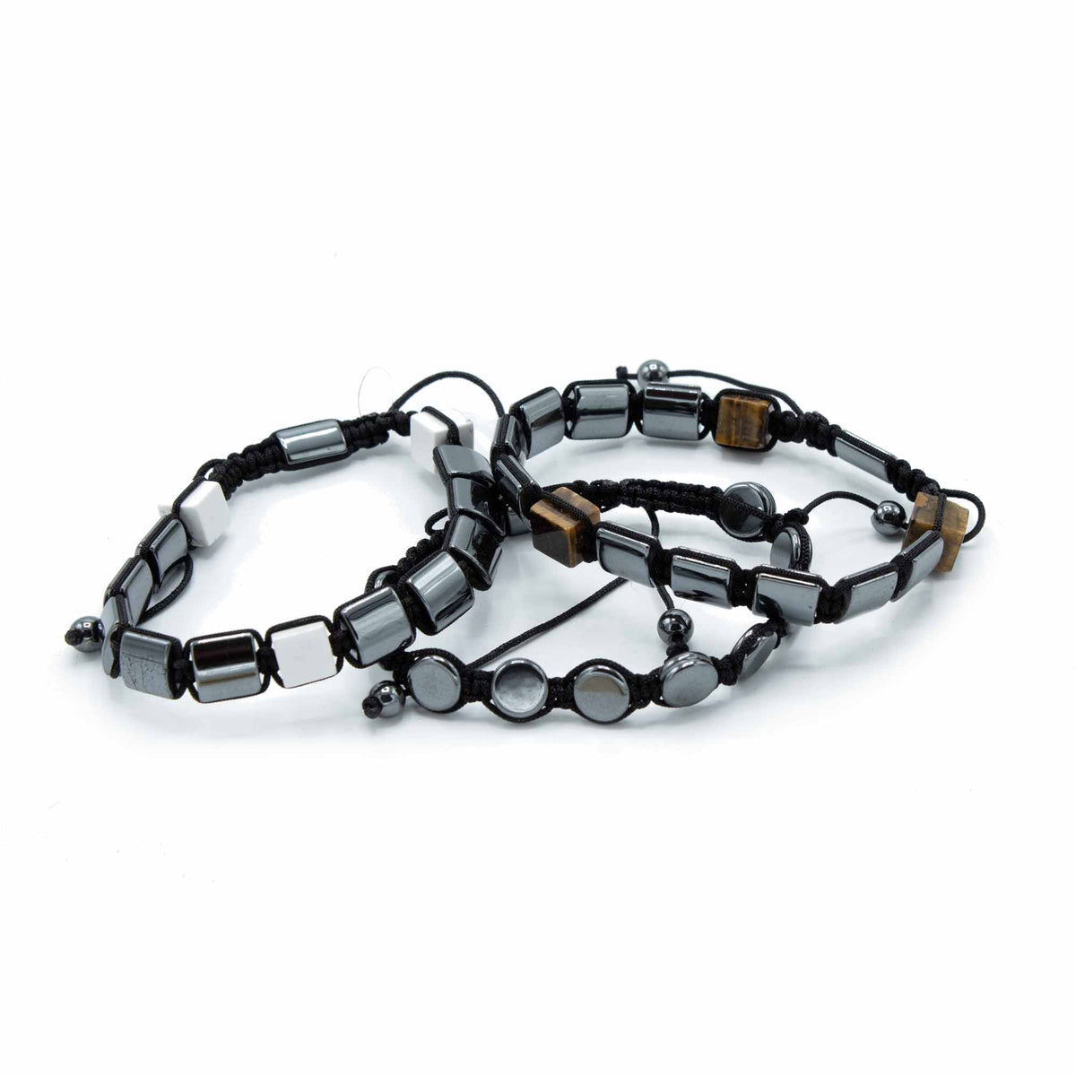 Magneettinen Hematiitti-Tiikerinsilmä Shamballa-rannekoru