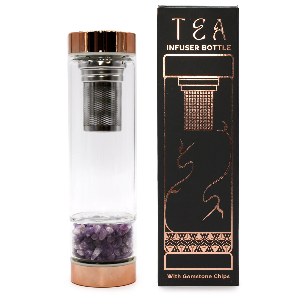 Lasipullo teesiivilällä 500ml- Ametisti