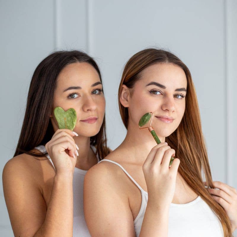 Gua Sha -setti: jaderulla ja kivi
