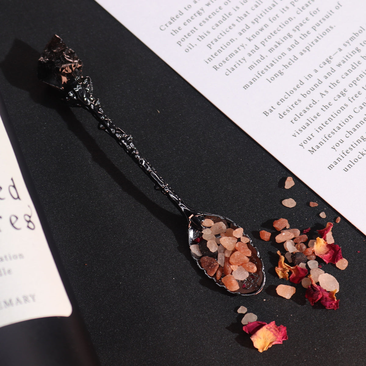 Dark Silver Gemstone Crystal Witch Spoons