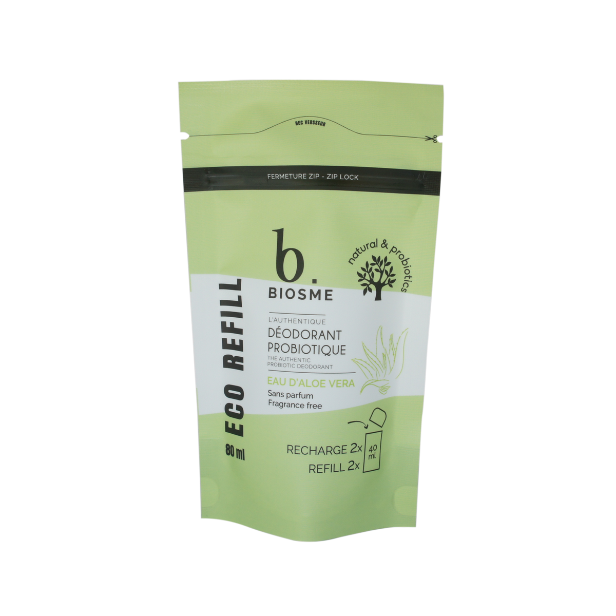 Biosme deo Eau D'Aloe vera refill 80ml, deodoranttitäyttö