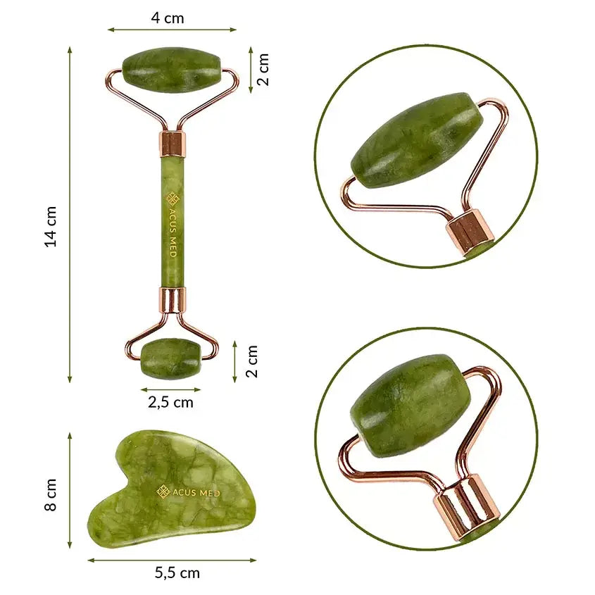 Gua Sha -setti: jaderulla ja kivi
