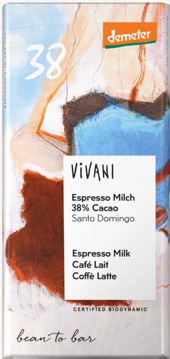 Vivani Demeter Espresso Maitosuklaa 38% 90g