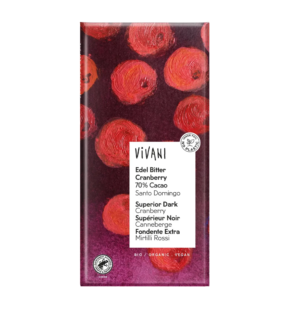 Vivani Tumma Suklaa Karpalo, 80g