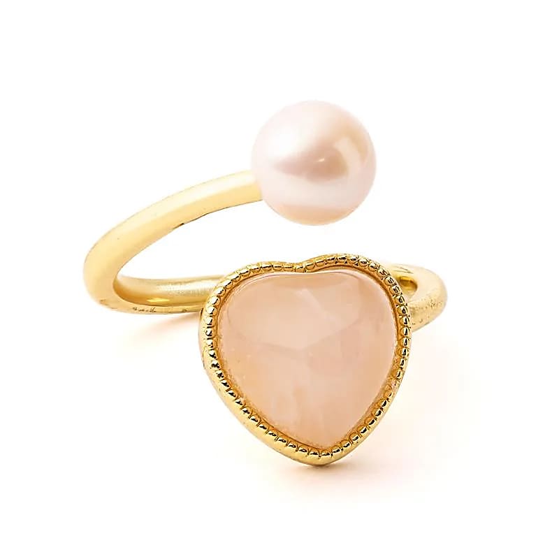 Ring Rosenkvartshjärta & Pärla