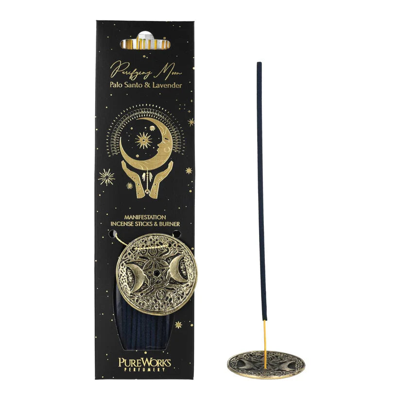 Purifying Moon -suitsukesetti Palo Santo & Laventeli + suitsuketeline