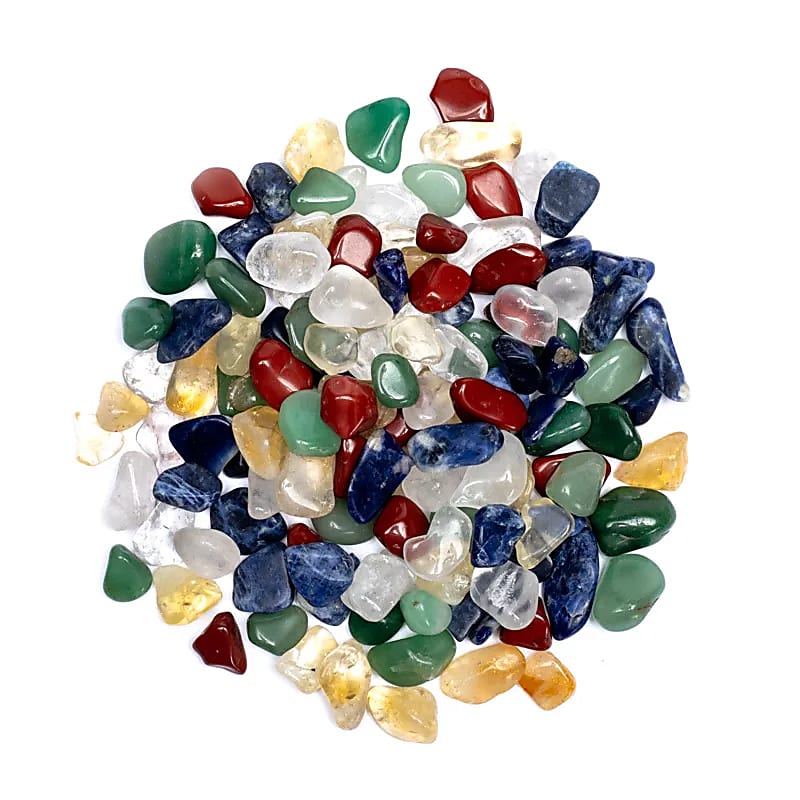 Tibetansk mix av fem chakrakristaller ca 500 g