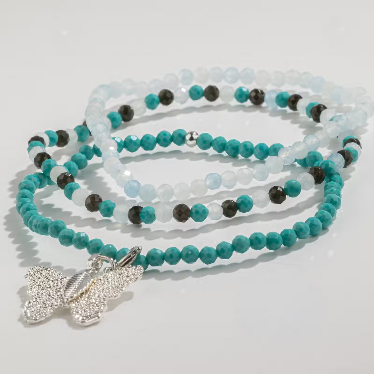 Nymph Spirit kivirannekoru-setti Endless Ocean – akvamariini, turkoosi & obsidiaani