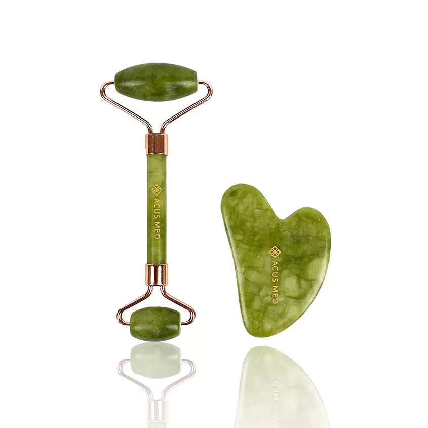 Gua Sha -setti: jaderulla ja kivi