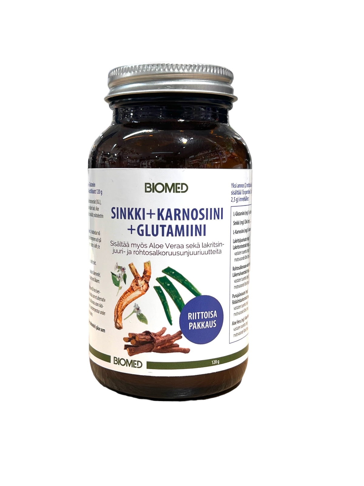 Biomed Sinkki+Karnosiini+Glutamiini 120g