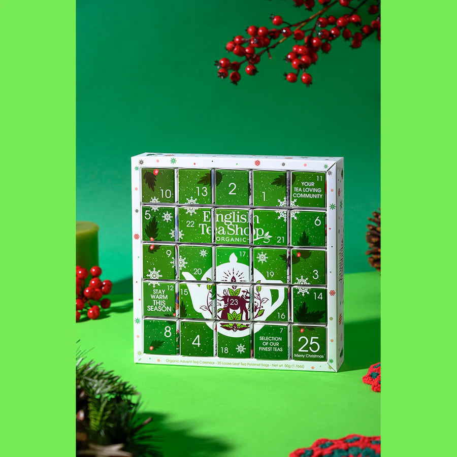 ETS Teejulkalender Grön, 25 pyramidpåsar