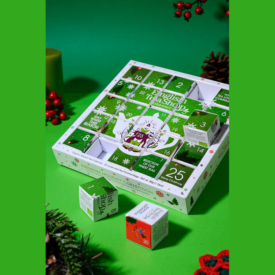 ETS Teejulkalender Grön, 25 pyramidpåsar
