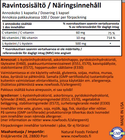 L-Cysteine 500mg 100tbl.