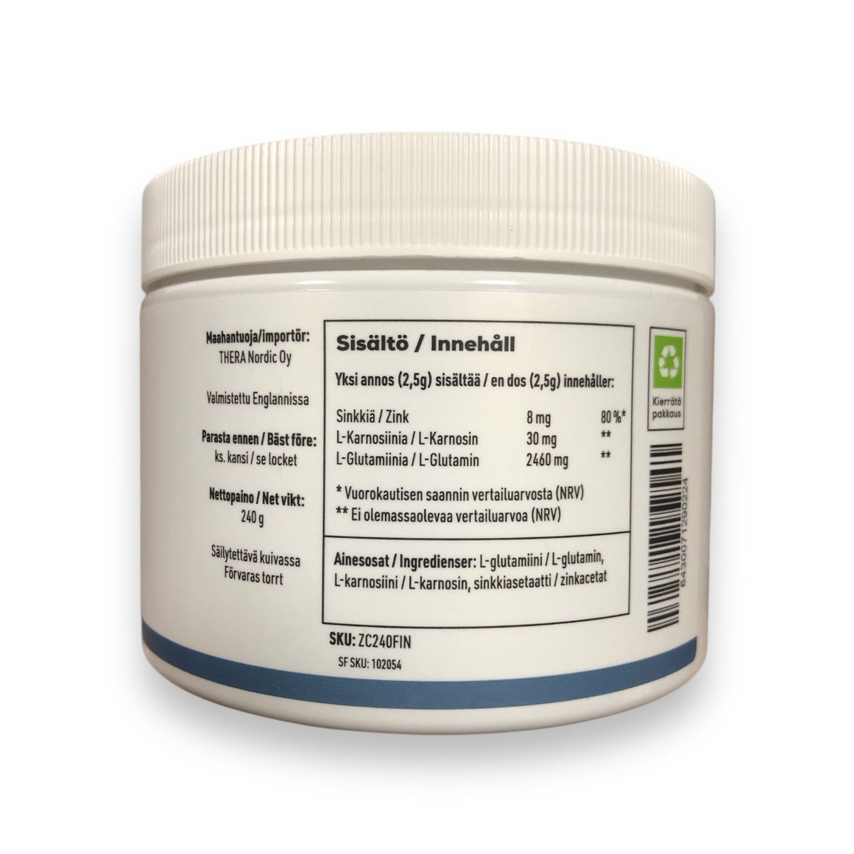 REZCUE Zink, karnosin och glutamin 240g