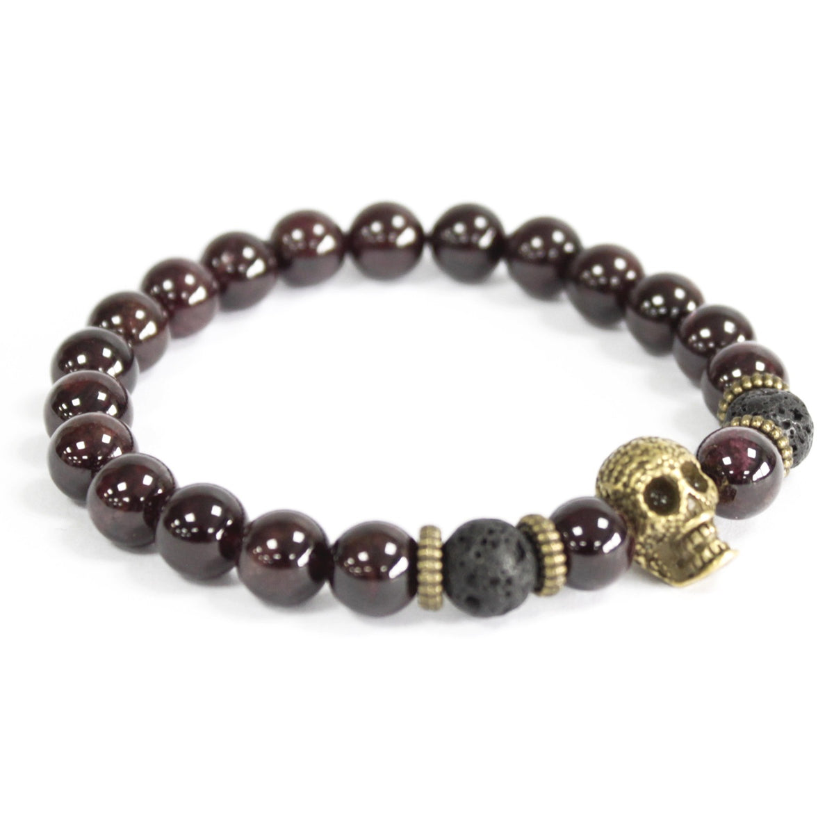 Armband 6mm Blodsten + dödskalle