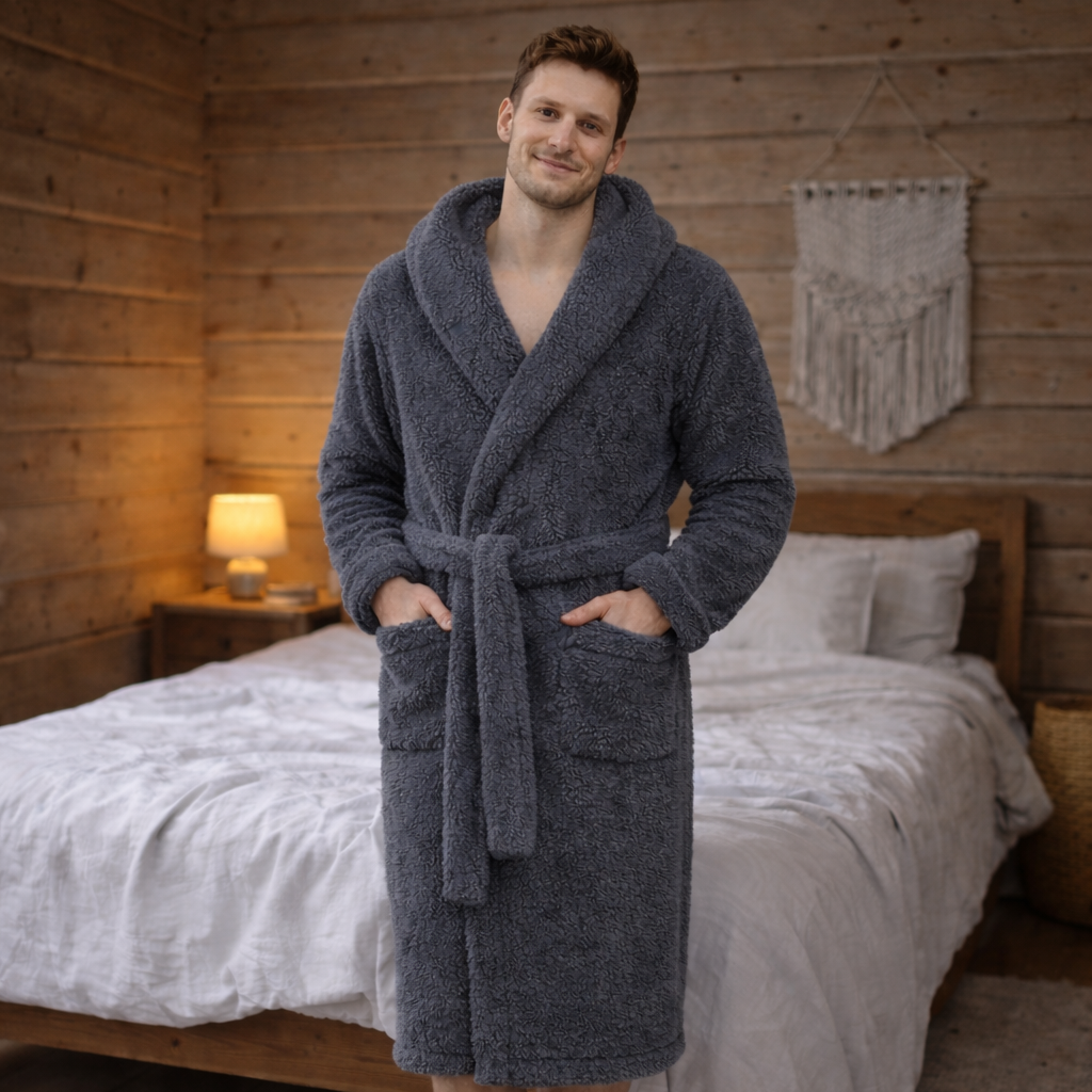 Morgonrock Basic, mörkgrå