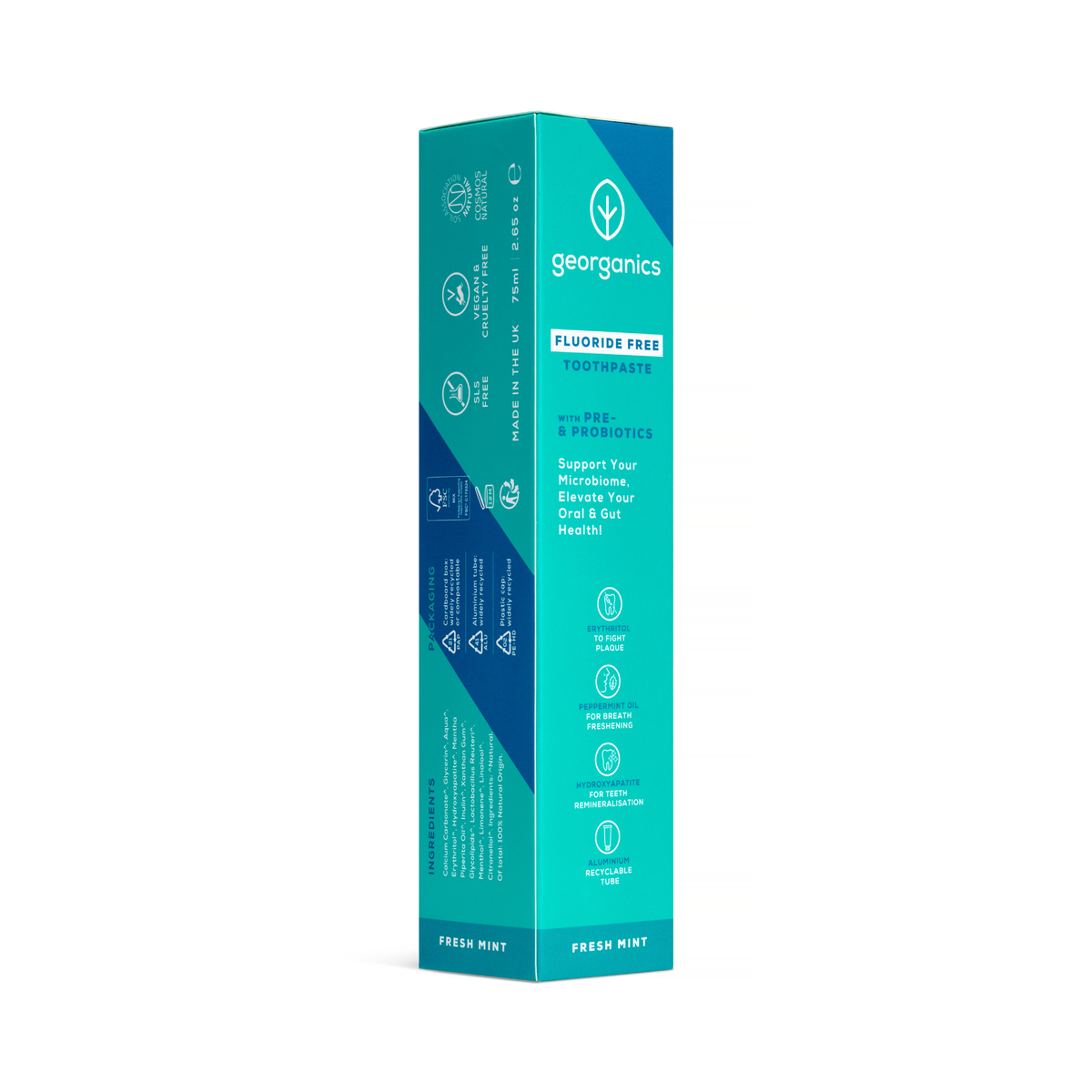 Georganics Pre- & Probiotisk Tandkräm – Fresh Mint 75 ml (Fluoridfri)