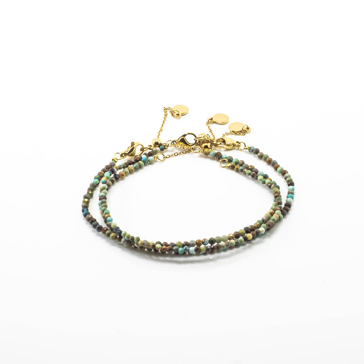 Turquoise Gemstone 4mm Faceted Gemstone Gold Bracelet