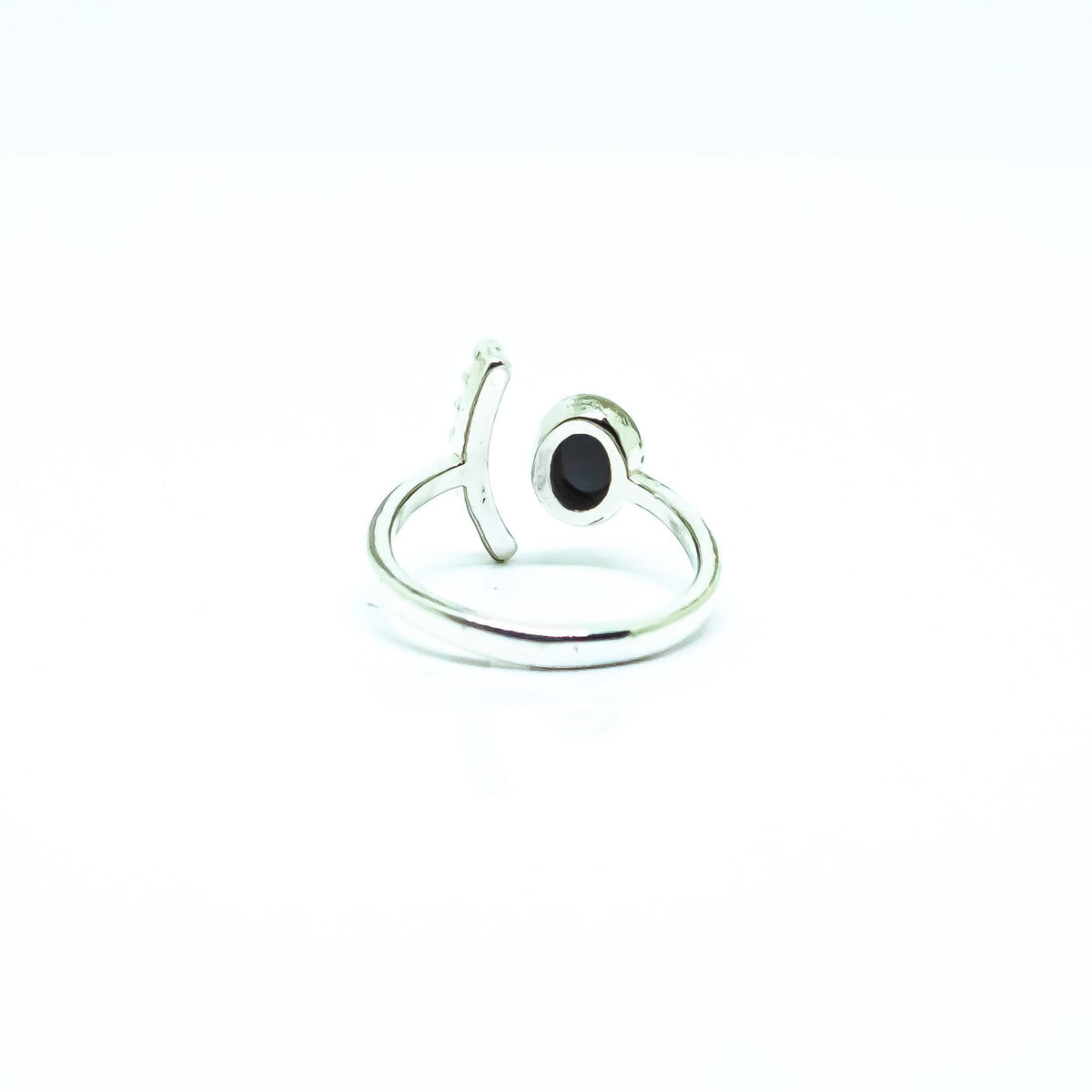 Black Obsidian Silver Adjustable Ring
