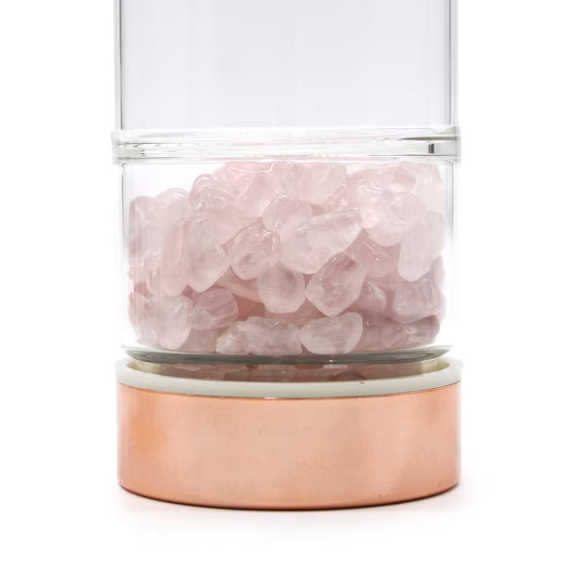 Lasipullo teesiivilällä 500ml- Ruusukvartsi