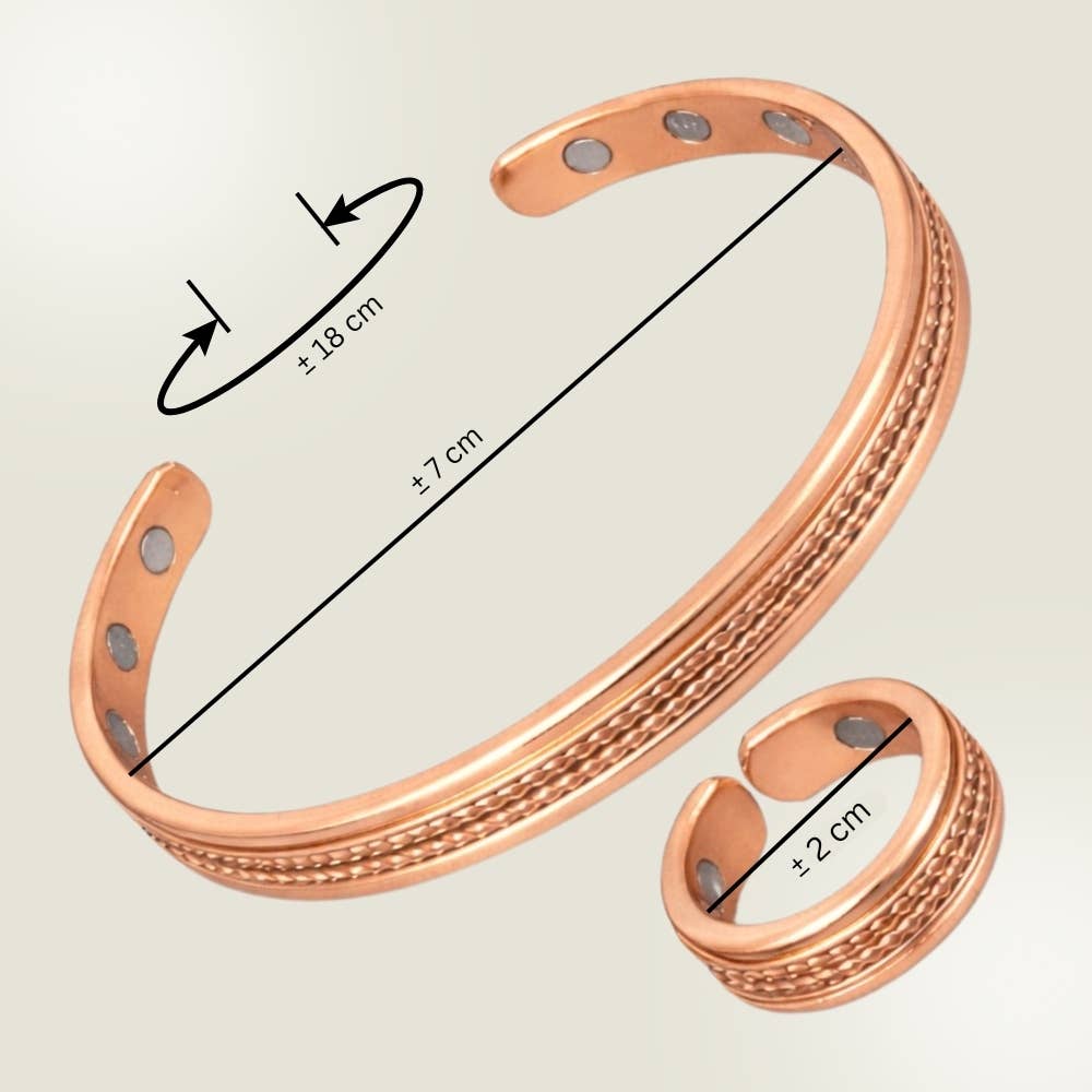 Kopparfärgat magnetarmband & ring | 2-delat set