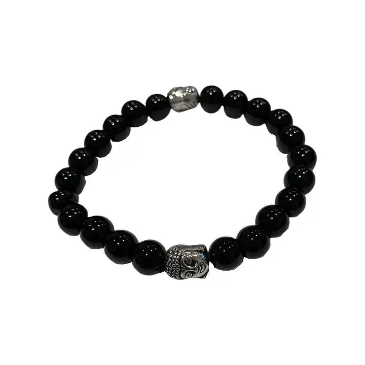 Buddha Armband Svart agat 8mm