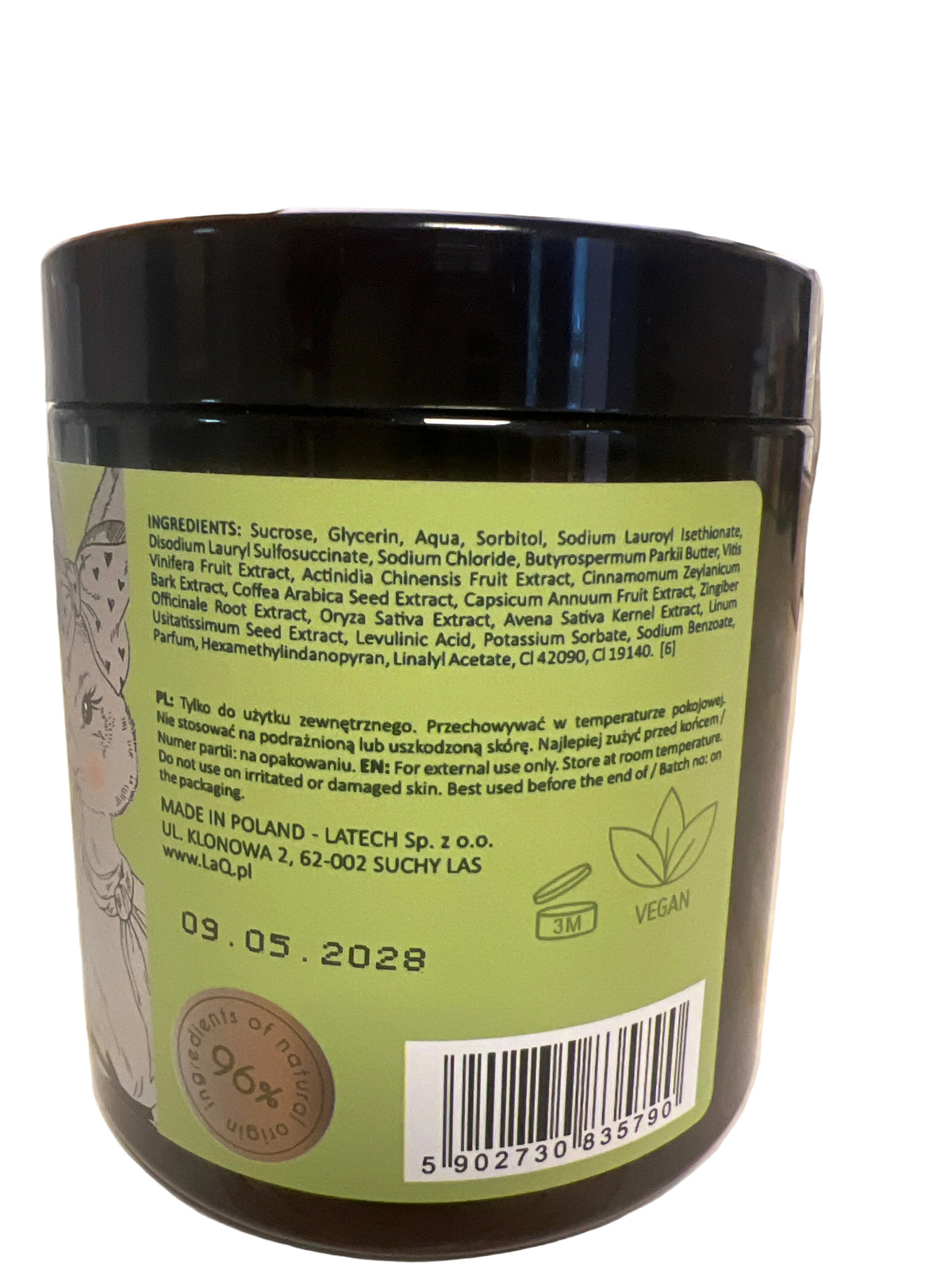LaQ Kiwi & Grapes kroppstvätt och sockerskrubb 220 g