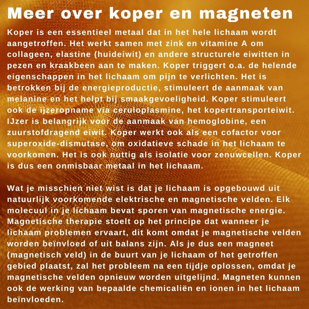 Kuparinen magneettirannekoru kristalleilla | 99,9 % kupari