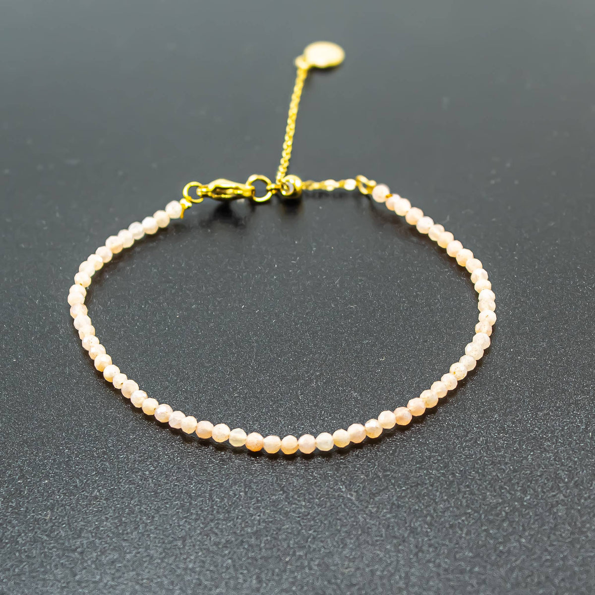 Peach Moonstone Gemstone 4mm Faceted Gemstone Bracelet