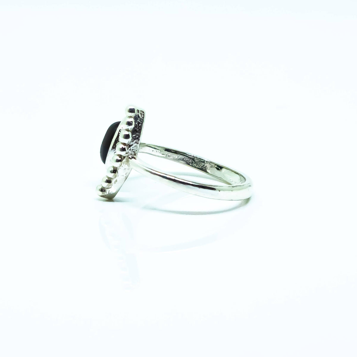 Black Obsidian Silver Adjustable Ring