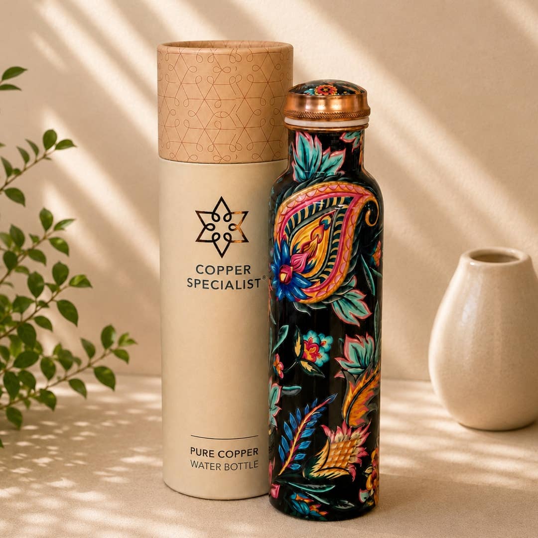 Floral Paisley kuparipullo 1 L | 100 % puhdasta kuparia