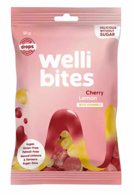Wellibites Drops Kirsikka & Sitruuna 50g